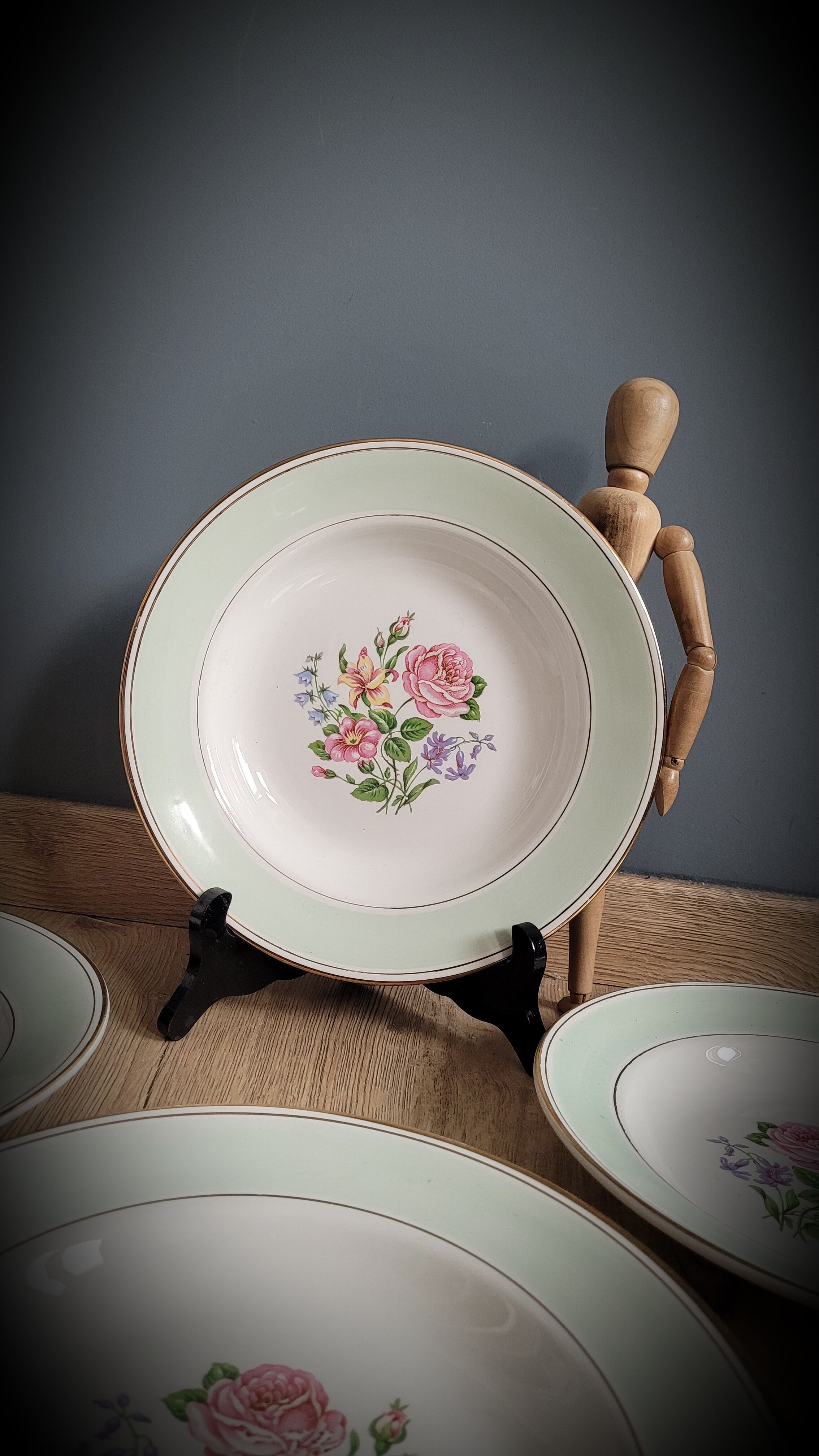 Set 6 plates Amandinoise fleuries
