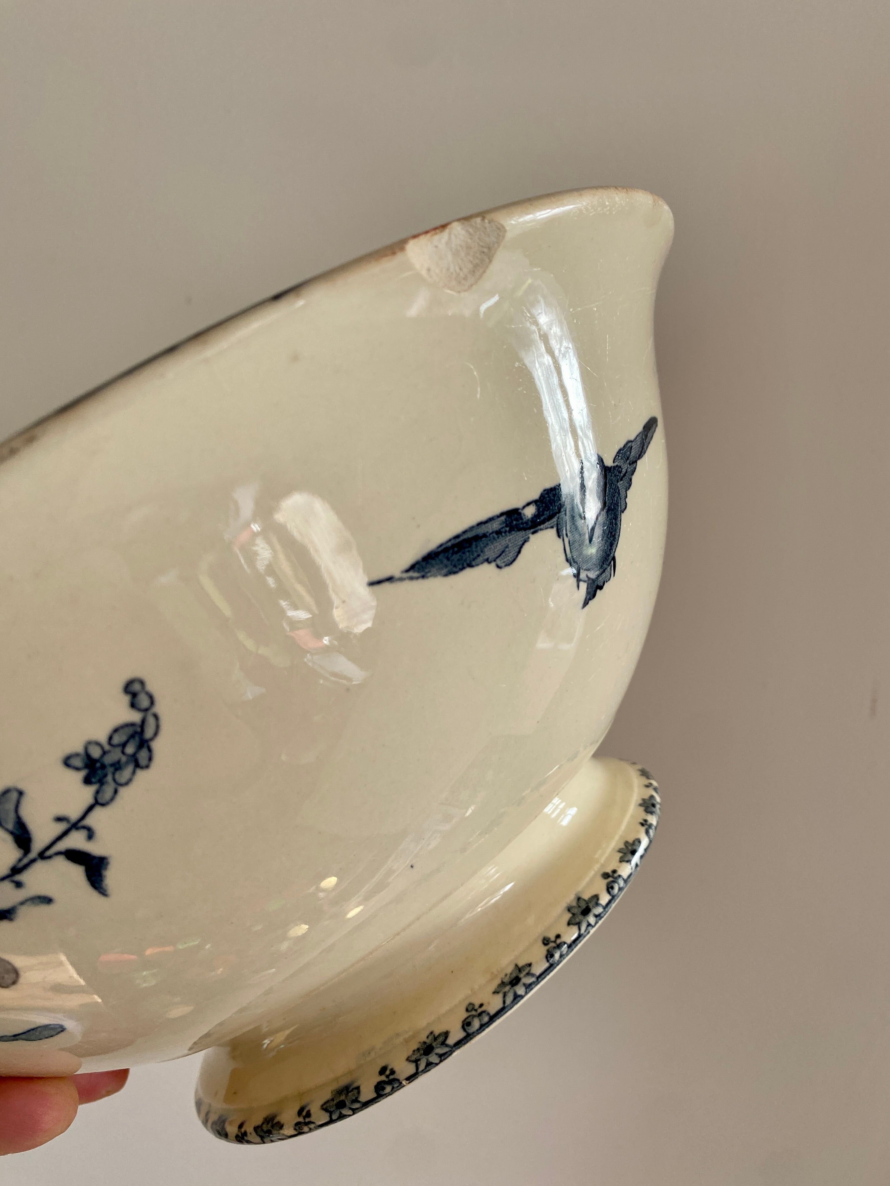 Vintage salad bowl in iron earth, favorite, sarreguemines