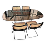 Table avec 4 chaises Cesca par Marcel Breuer pour Gavina, années 1960