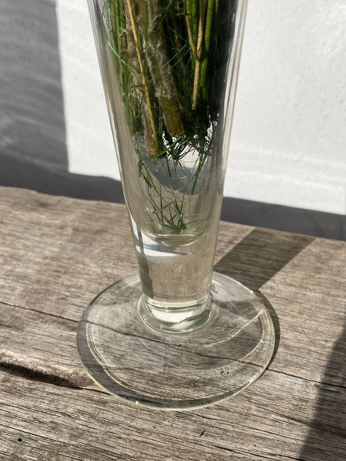 Large conical vase in clear designer glass.