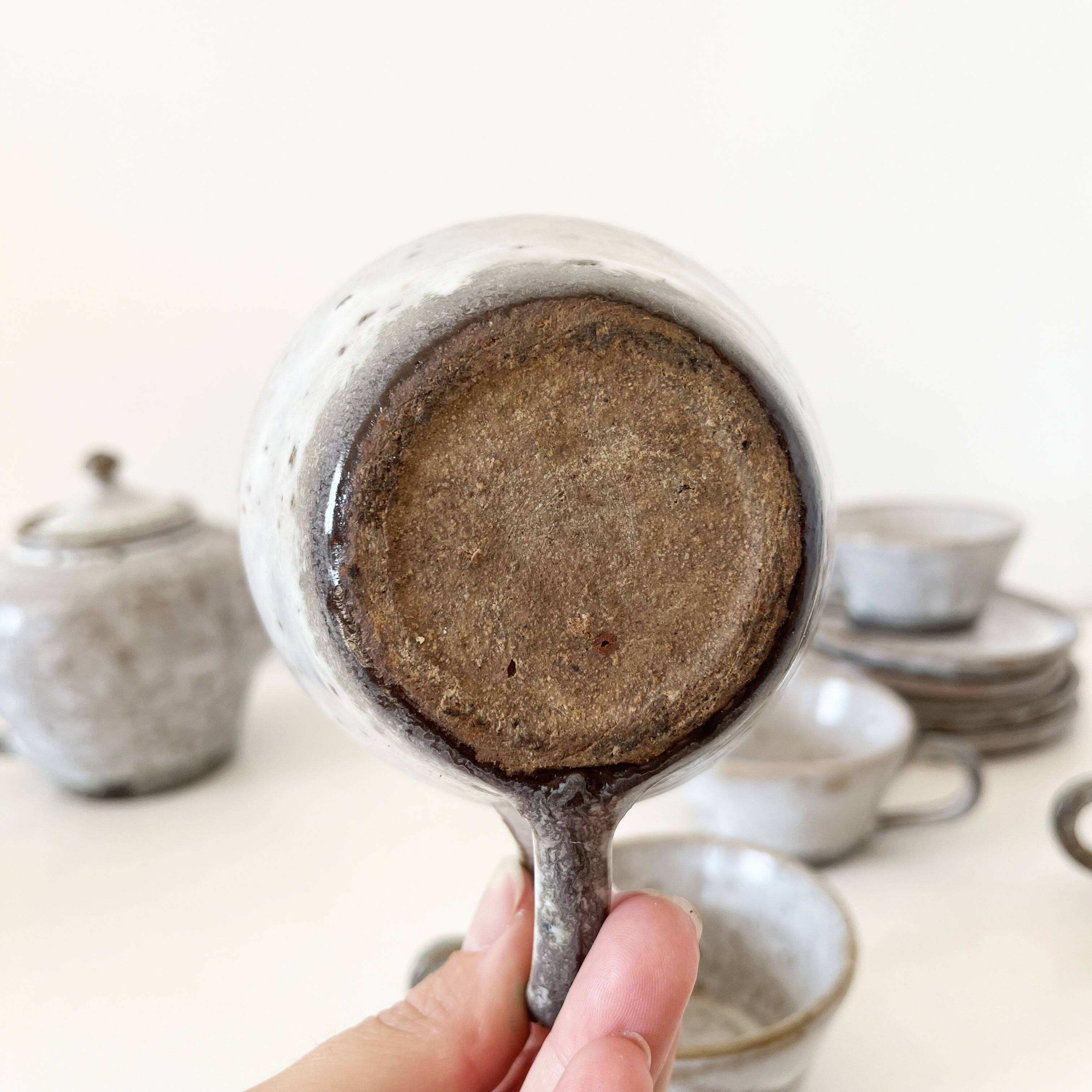 Service à café, tasses en grès émaillé vintage