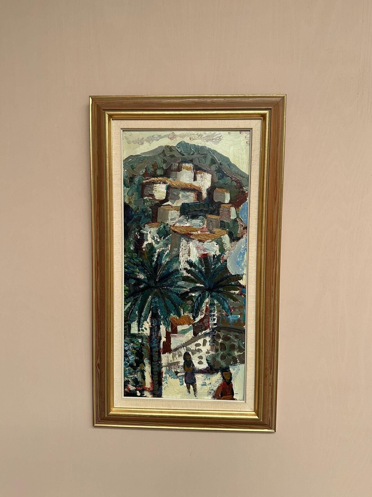 Swedish Oil on Panel – “Southern Village” by Bertil Wahlberg – Signed