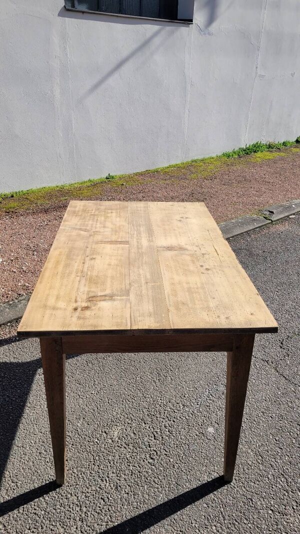 Table de ferme rustique ancienne fabrication 1900s en chêne - 1m22