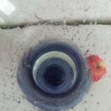 Purple bubbled glass vase