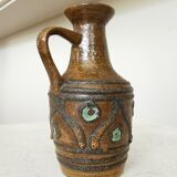 Rustic Ceramic Jug: 1970s West German Pottery Vase, Boho Decor