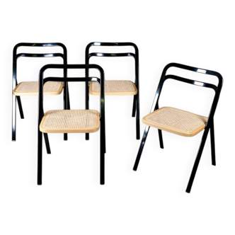 Série de 4 chaises en cannage par Giorgio Cattelan pour Cidue,