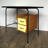 vintage desk in wood, metal and yellow formica