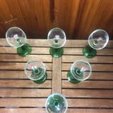 Set of 6 alsace balloon wine glasses vintage green glass