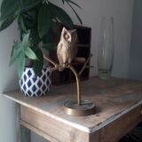 Owl on massive brass tree 70s