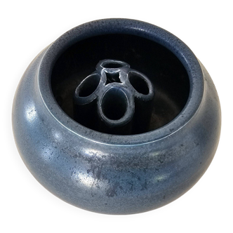 Small Blue Ceramic Flower Vase Signed Gérald POTT
