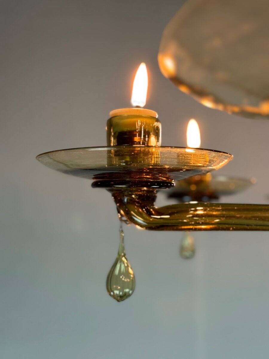 Venetian chandelier in mordoré murano glass by venini circa 1940