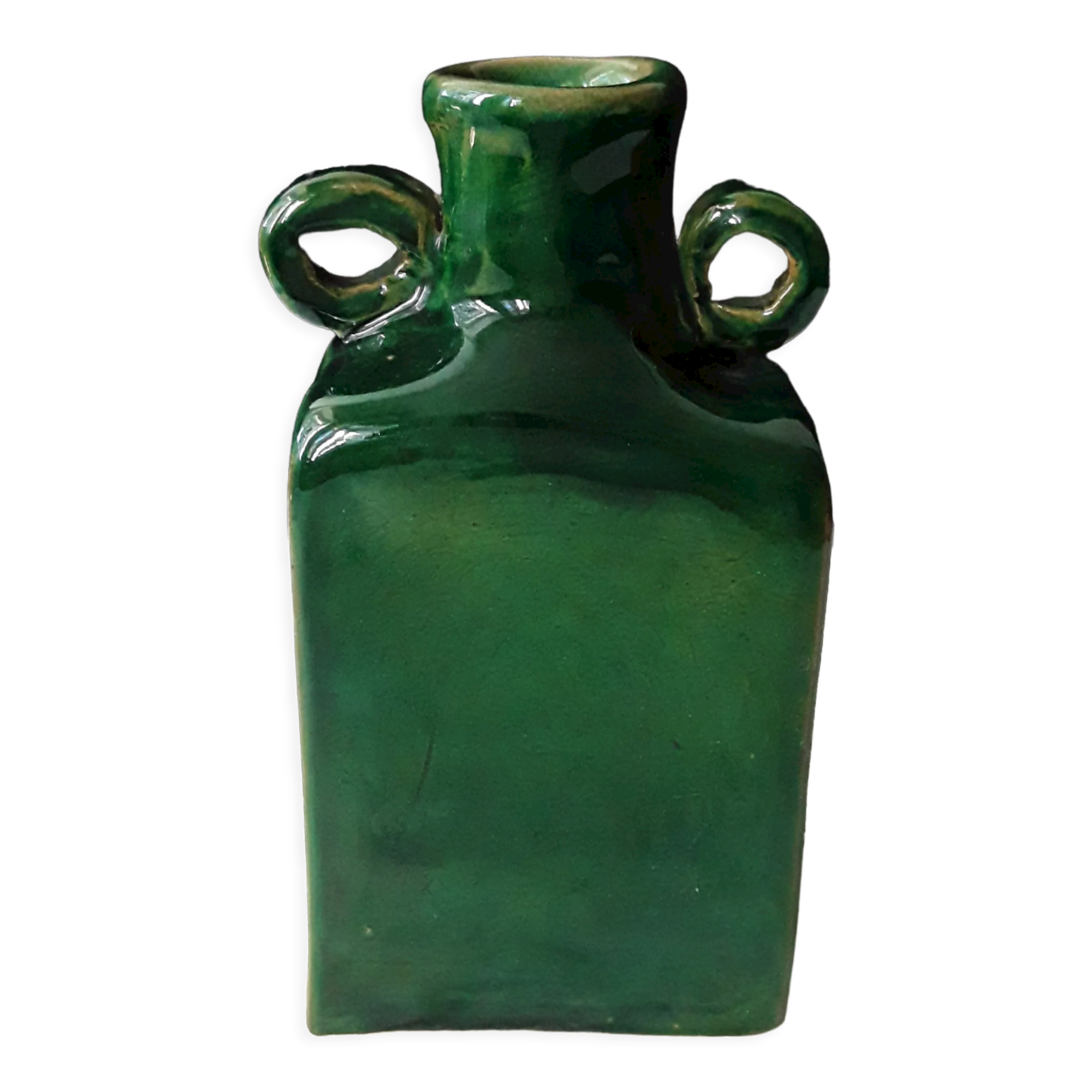 Vintage green vase with ears