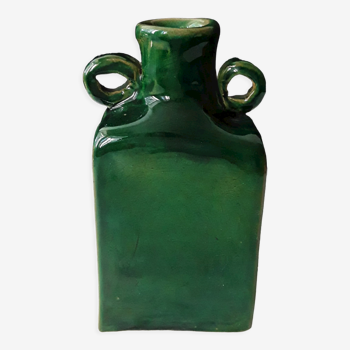 Vintage green vase with ears