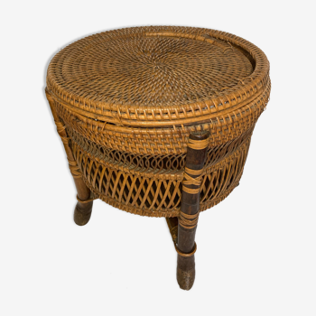 Tabouret rond en osier