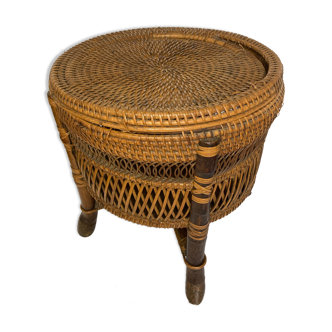 Tabouret rond en osier