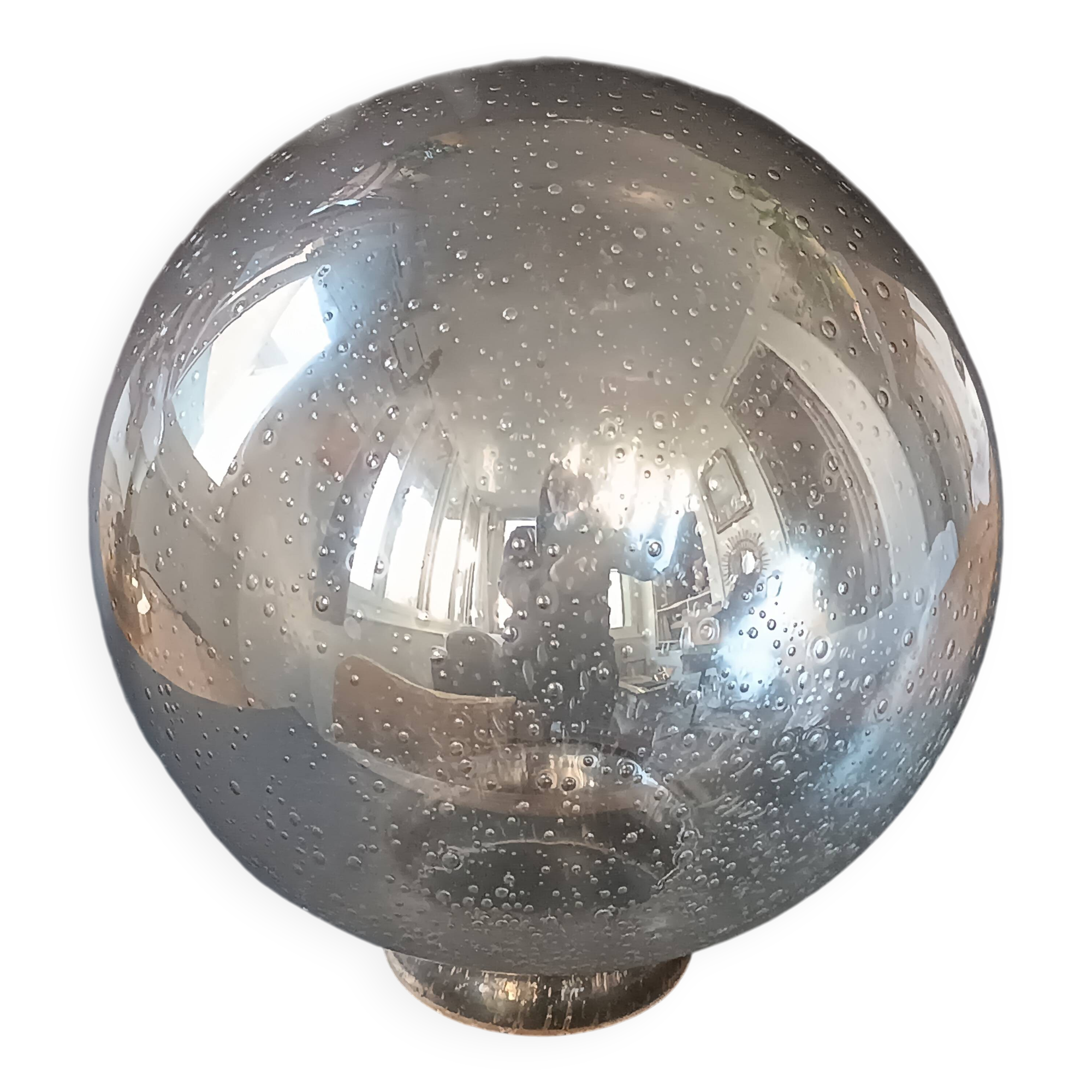 Vintage Limburg table lamp in bubbled glass and brass base
