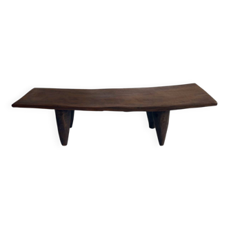Table basse senoufo vintage slim l: 110cm – banc artisanale en bois massif
