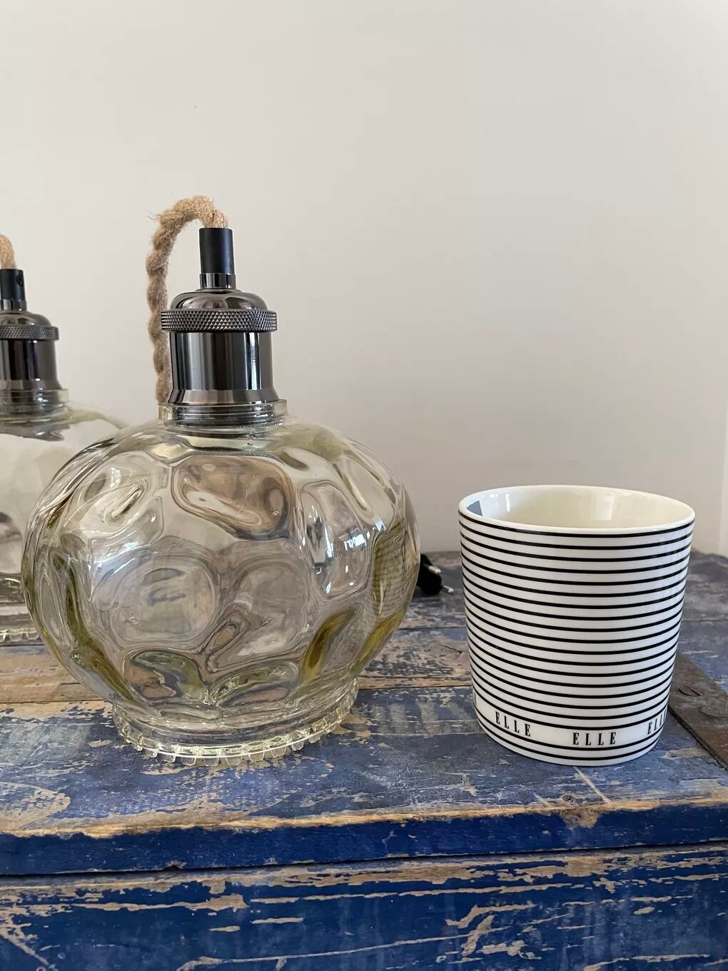 Set of two vintage electric chiseled glass handhelds
