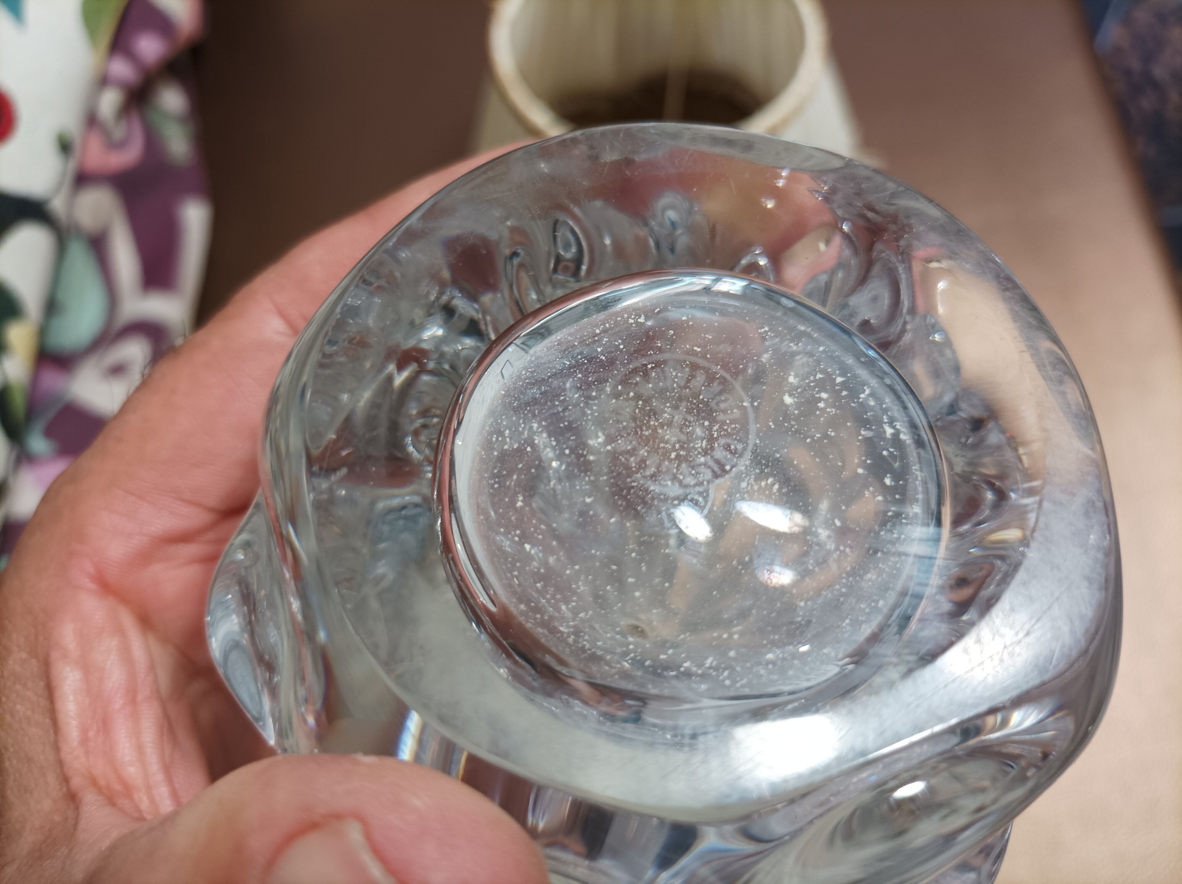 Chevet vintage pied cristal cristallerie de lorraine
