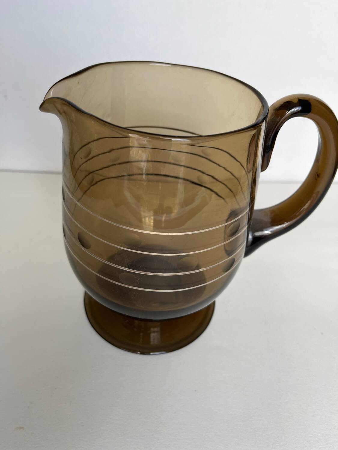 Art deco pitcher in smoked glass