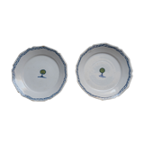 2 plates period louis philippe filet blue pattern central tree