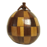 Seau à glaçons noix de coco marqueterie vintage