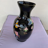 Vase opaline noir et fleurs