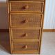 Rare vintage desk Ash and woven rattan - Large top - 6 drawers - Functional desk