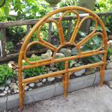 Headboard rattan, bamboo and leather vintage