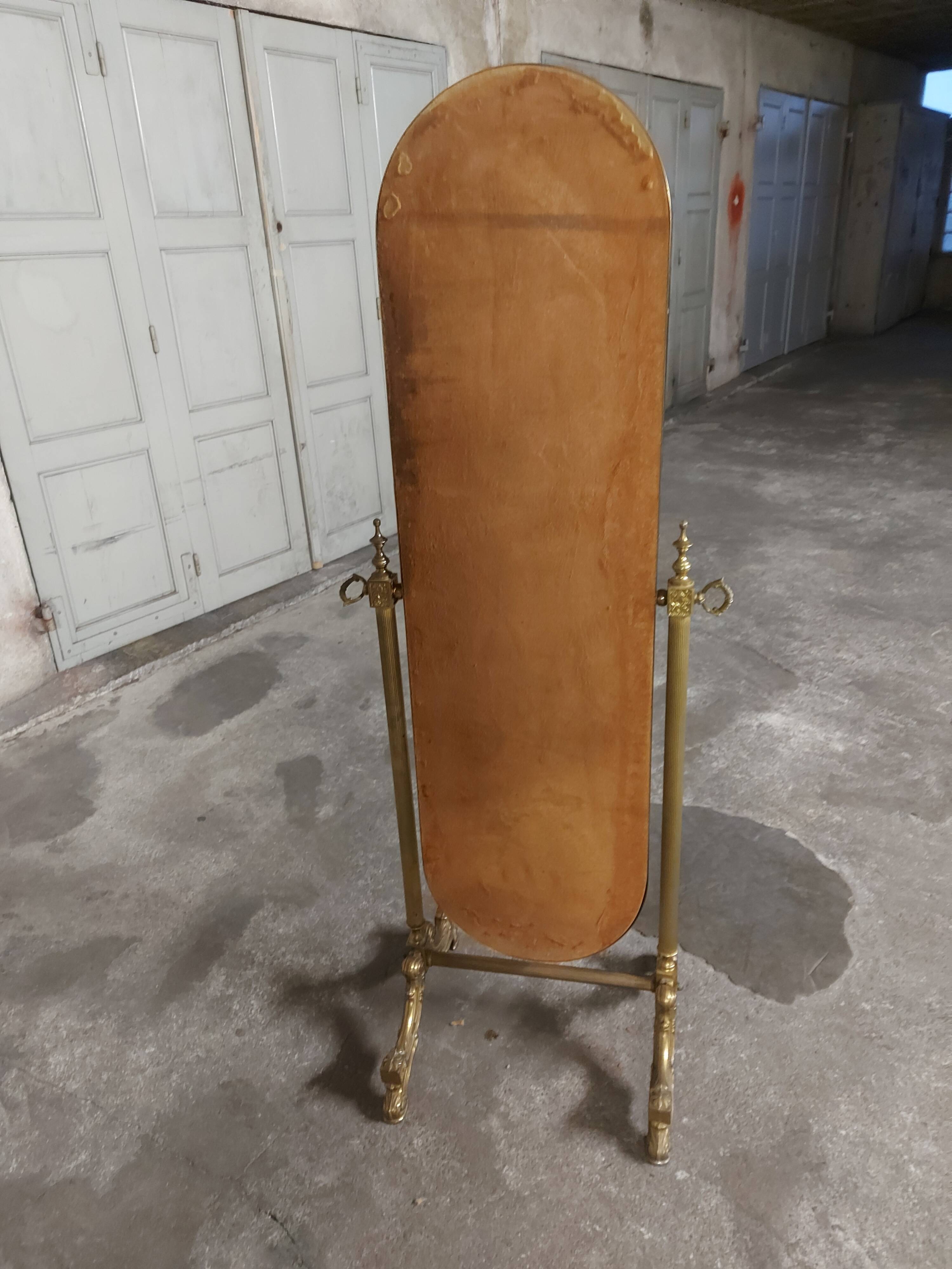 Psyche mirror in vintage gilded bronze