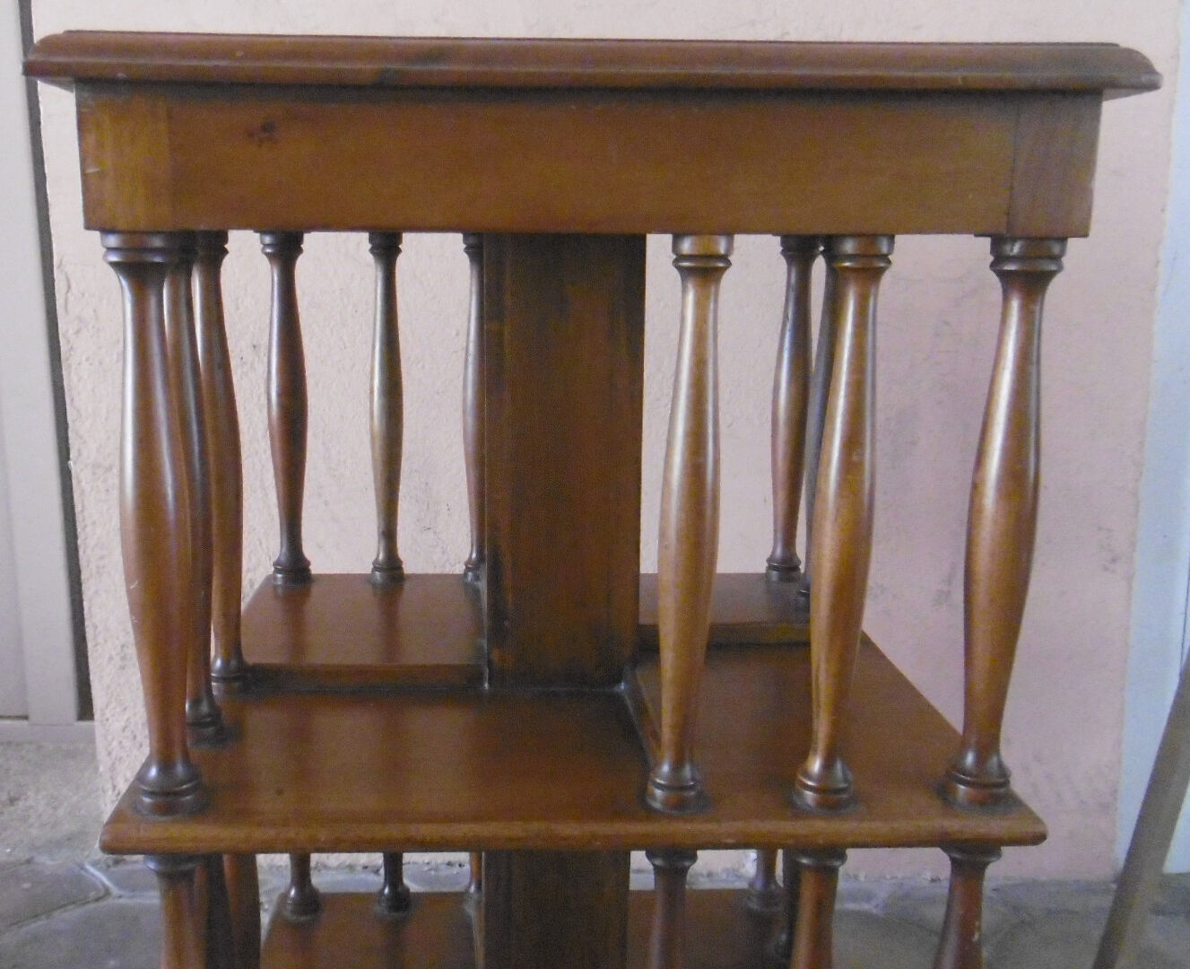 Mahogany rolling library with green leather top