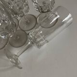 Set of 9 champagne flutes with flat sides in crystal sounding 1960