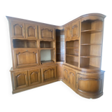 Large custom-made solid oak corner unit