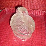 Swan-shaped glass butter dish
