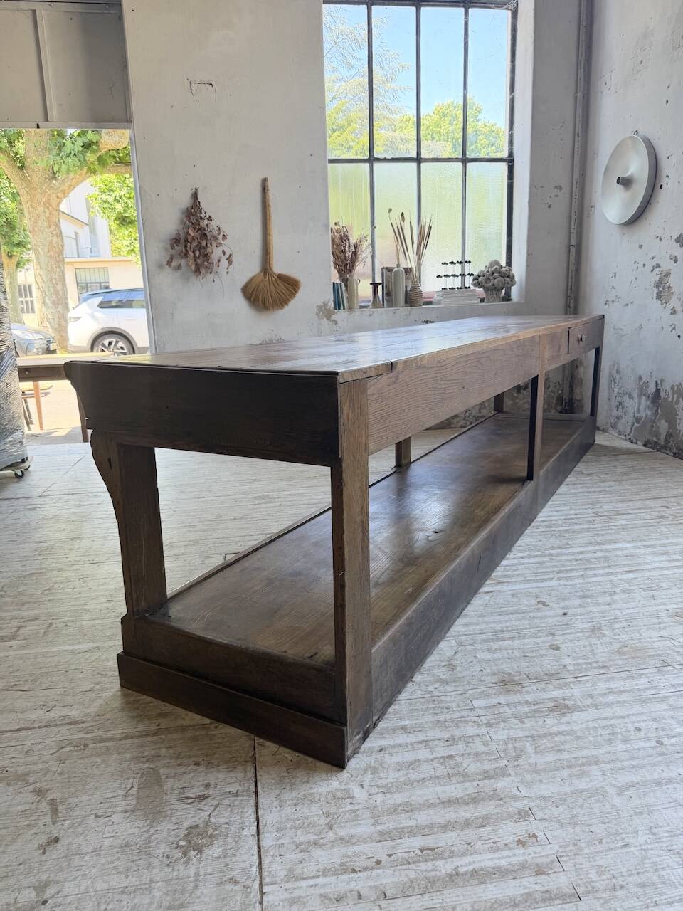 Table de gantier drapière 1900 chêne massif 330cm XL