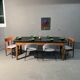 Oak farmhouse table, black top