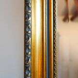 Octagonal gold wall mirror, molded frame