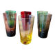 Set of 7 colored glasses 70s