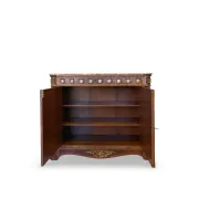 An antique French Louis XVI-style marble-top side cabinet