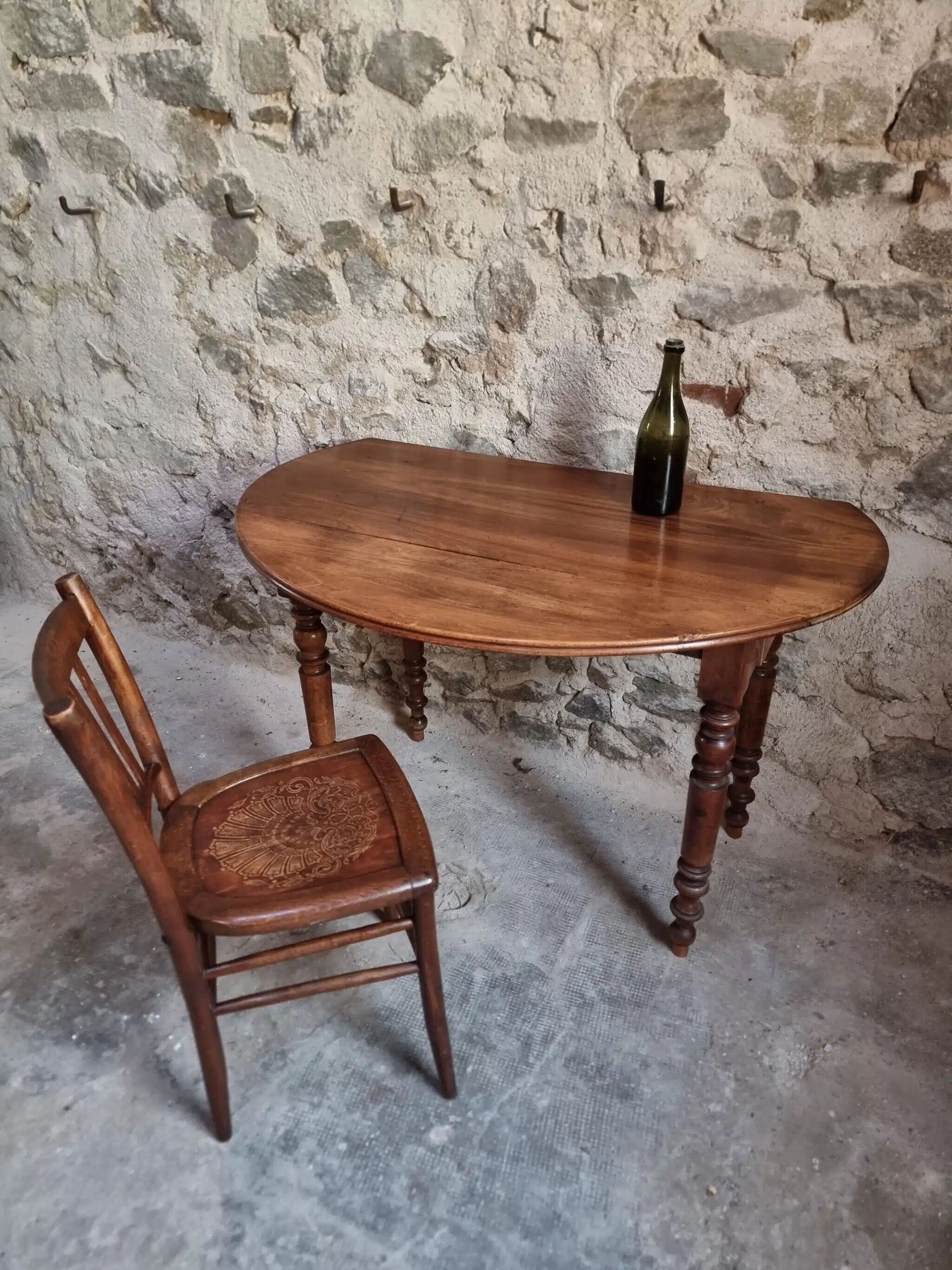 Antique French walnut folding dining table