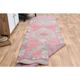 1970s Vintage Turkish Oushak Handmade Wool Cotton Pink Runner Rug 93x327