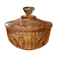 Cut amber glass candy dish – France, 1950s