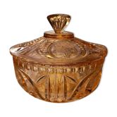 Cut amber glass candy dish – France, 1950s