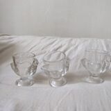 6 chicken shells transparent glass arcoroc france of the 70s