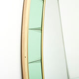 Large Italian mirror oval brass crystal green crystal of Cristal Arte 1950s 110x219cm