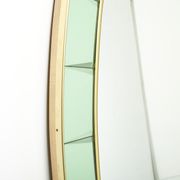 Large Italian mirror oval brass crystal green crystal of Cristal Arte 1950s 110x219cm