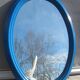 Blue pine oval mirror 50x67cm