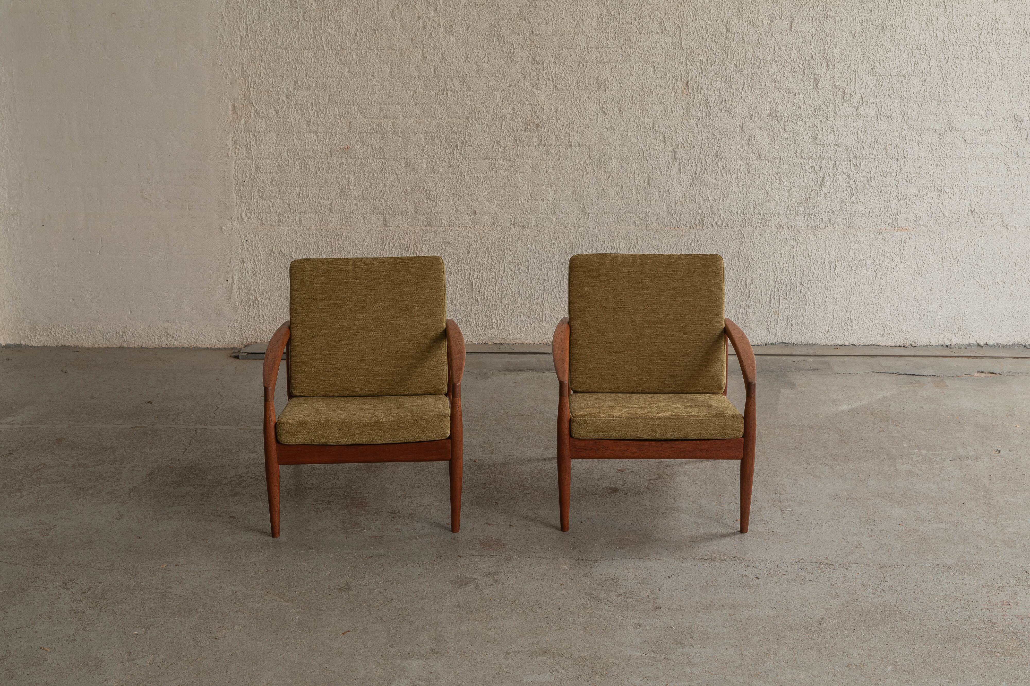 Set of 2 paperknife easy chairs by Kai Kristiansen, Denmark, 1960's