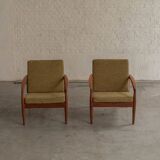 Set of 2 paperknife easy chairs by Kai Kristiansen, Denmark, 1960's