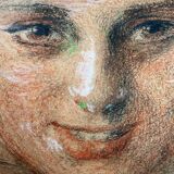 Painting drawing and flange "Young smiling woman" 30's signed L. George